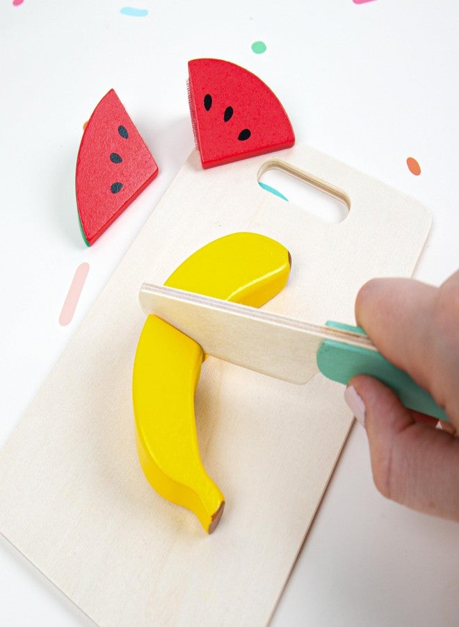 Story Magic Wooden Farm-to-Table Cutting Set, Wooden Play Food Toy, Kids Wood Cutting Fruits & Veggies, Toddler Cooking Pretend Play Kitchen Set - Image 2